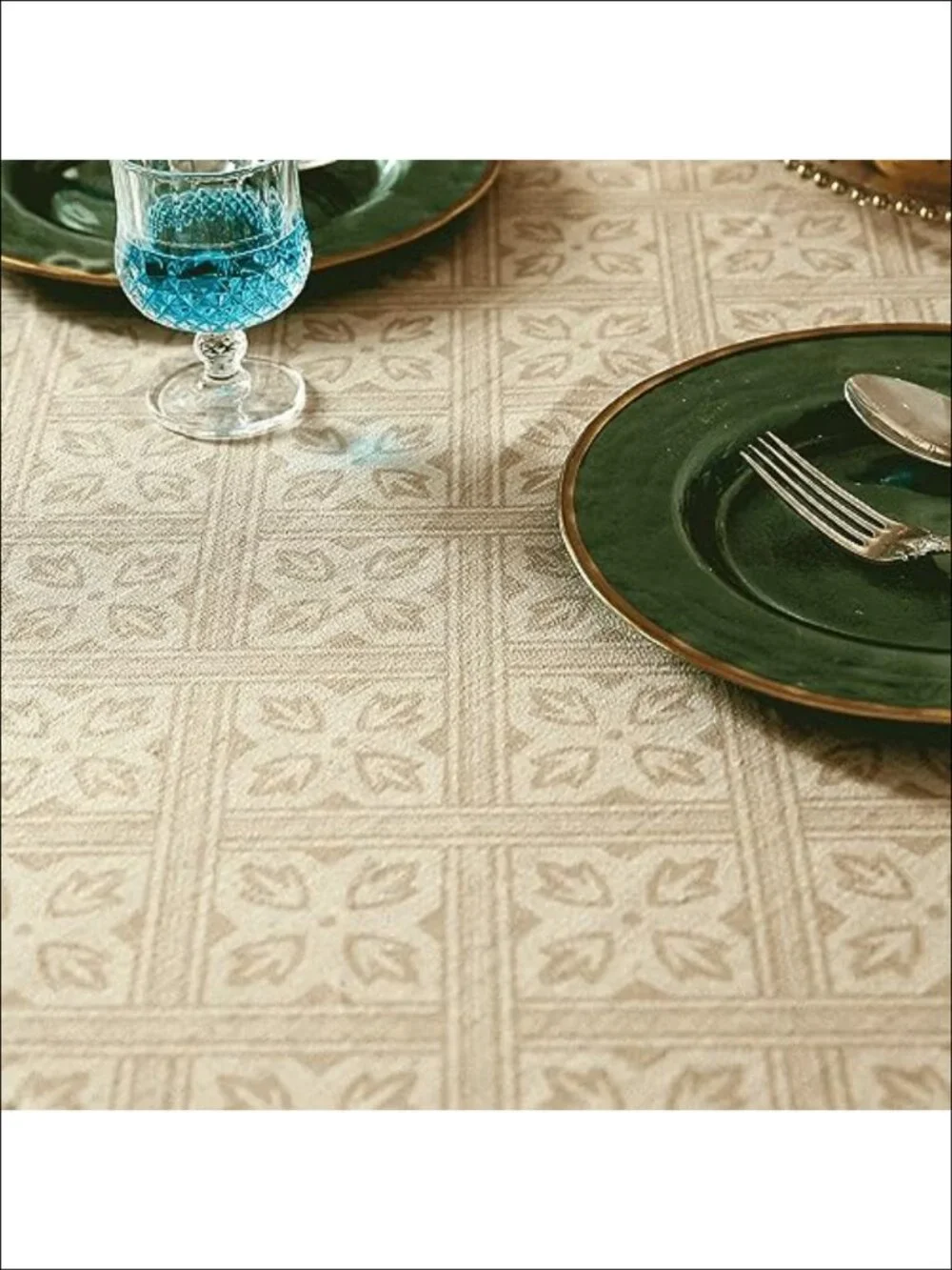 Linen Polyester Rectangular Tablecloth 87x55 Farmhouse Floral Dining Table Cover